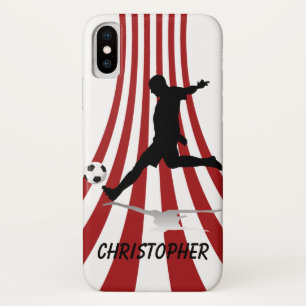Coque iPhone X Arcs rouges et blancs Conception du joueur de foot
