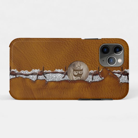 Coques Case-Mate iPhone Argent à barbe en cuir rustique de l'Ouest (Dos (Horizontal))