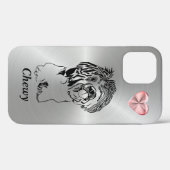 Coques Case-Mate iPhone Argent avec Coeur rose Chih Tzu Chien iPhone 12 Co (Verso (horizontal))