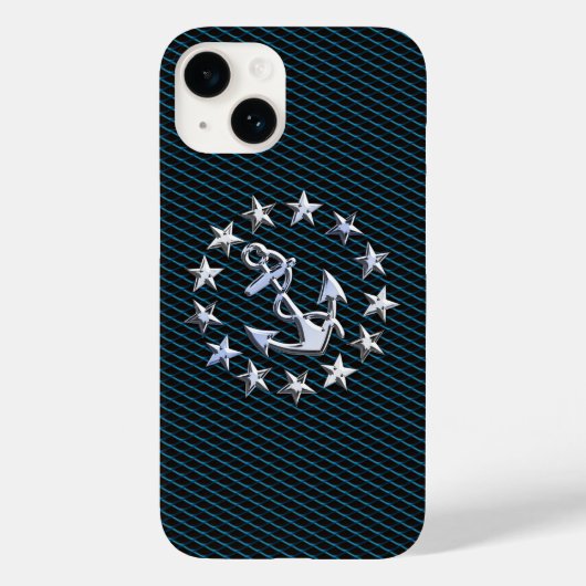 Coques Case-Mate iPhone Argent Chrome Yacht drapeau sur le style de Grille (Verso)