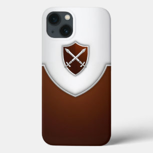Case-Mate iPhone Case Argent et Bouclier Brown avec épées croisées
