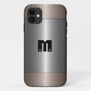 Coques Pour iPhone Argent et bronze acier inoxydable métal