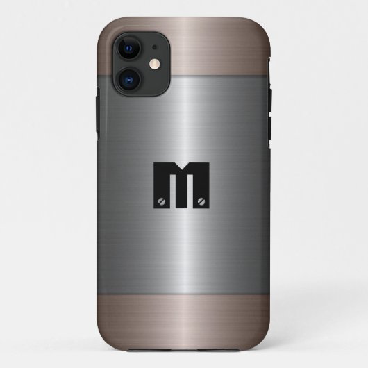 Coques Case-Mate iPhone Argent et bronze acier inoxydable métal (Dos)