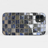Coques Case-Mate iPhone Argent et quelques miroirs bleus de boule de disco (Dos (Horizontal))