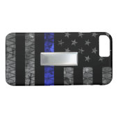 Coques Case-Mate iPhone (Argent) Lieutenant Ligne Bleue Mince Drapeau Dist (Dos (Horizontal))