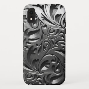 Case-Mate iPhone Case Argent métal gravé aspect gris abstrait