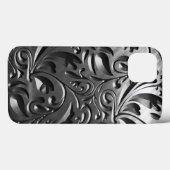 Coques Case-Mate iPhone Argent métal gravé look abstrait gris acier (Verso (horizontal))