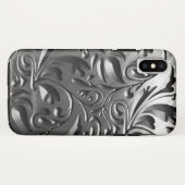 Coques Case-Mate iPhone Argent métal gravé look abstrait gris acier (Dos (Horizontal))