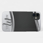 Coques Case-Mate iPhone Argent métallisé moderne Monogramme Noir (Dos (Horizontal))