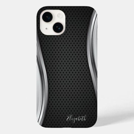 Coques Case-Mate iPhone Argent métallisé noir moderne (Verso)
