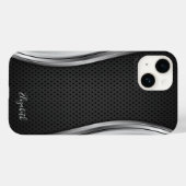 Coques Case-Mate iPhone Argent métallisé noir moderne (Verso (horizontal))