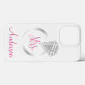 Coques Case-Mate iPhone Argent Parties scintillant Glam Ring Mme Bride Nom (Verso (horizontal))