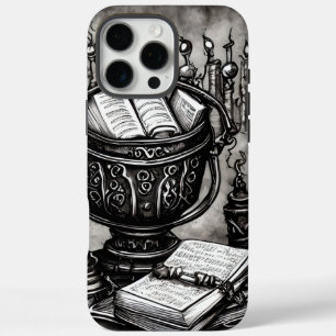 Coques iPhone 16 Pro Max Argent Steampunk Cauldron Spellbooks et Potions