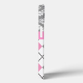 Coques Case-Mate iPhone Argyle and damask pattern pink, grey monogram (Verso / Droite)