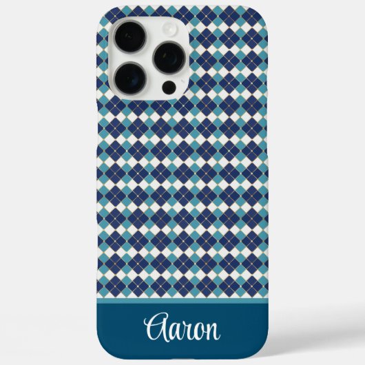Coques Case-Mate iPhone Argyle Bleu Personnaliser (Verso)