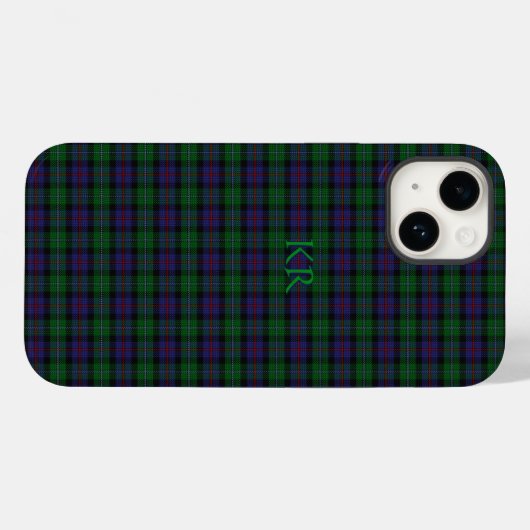 Coques Case-Mate iPhone Argyll District Tartan avec monogramme / nom (Verso (horizontal))