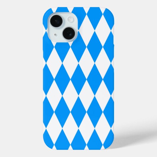 Coques Case-Mate iPhone Arlequin bleu blanc Diamants Checkers Design (Verso)