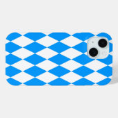 Coques Case-Mate iPhone Arlequin bleu blanc Diamants Checkers Design (Verso (horizontal))