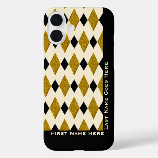 Coques Case-Mate iPhone Arlequin en Or, Noir, Crème (Personnalisé) (Verso)