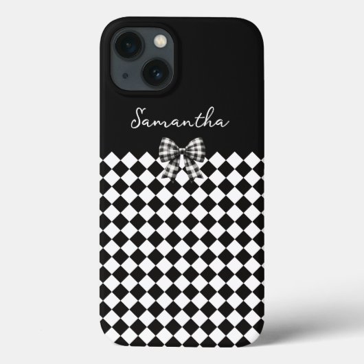 Coques Case-Mate iPhone Arlequin noir blanc Mad Hatker Checkers (Verso)