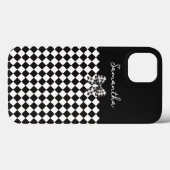 Coques Case-Mate iPhone Arlequin noir blanc Mad Hatker Checkers (Verso (horizontal))