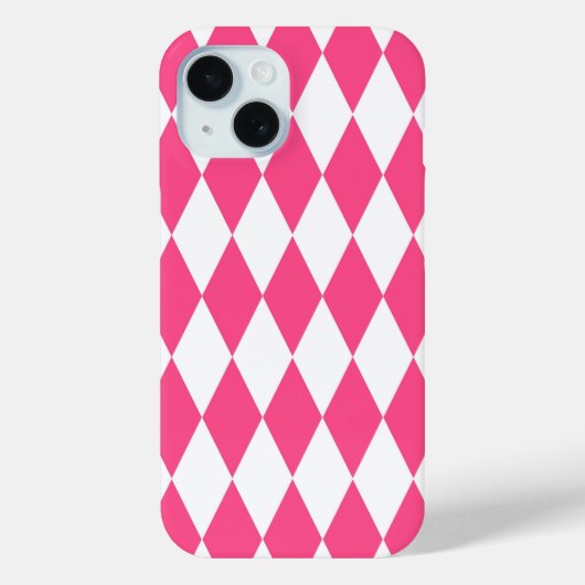 Coques Case-Mate iPhone Arlequin rose blanc Diamants Checkers Design (Verso)