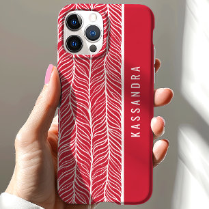 Coque Pour iPhone 15 Arlequin Rouge Et Blanc Nom Personnalisé