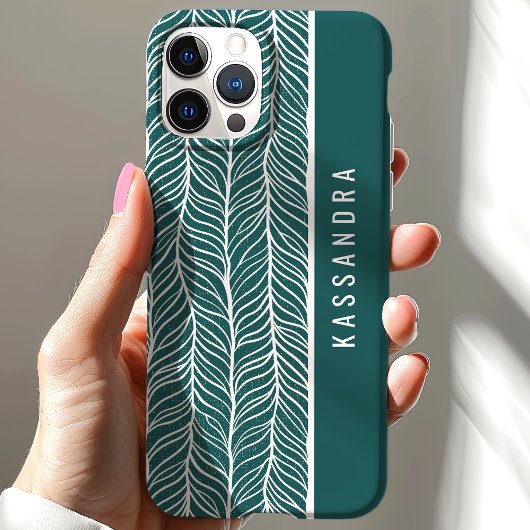 Coques Case-Mate iPhone Arlequin Vert Et Blanc Nom Personnalisé