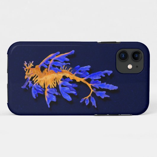 Coques Case-Mate iPhone Armature en or et en bleu feuillu illustrée (Dos (Horizontal))