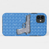 Coques Case-Mate iPhone Arme à feu bleue de parties scintillantes de Bling (Dos (Horizontal))