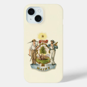 Coque Pour iPhone 15 Armoiries de l'État du Maine (années 1870 vintages