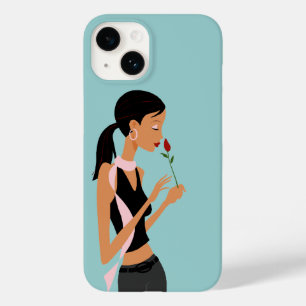 Coque Pour iPhone 14 Arrêtez et sentez l'étui téléphonique Rose