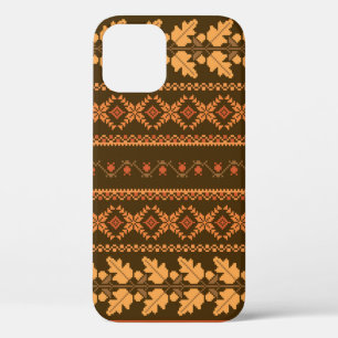 Case-Mate iPhone Case Arrière brodée d'automne brodée à rayures rétro