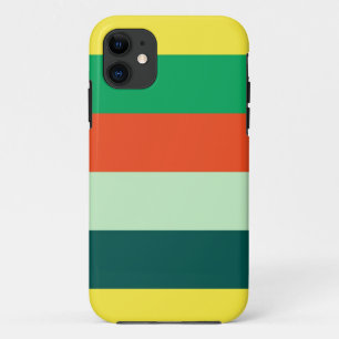 Coque iPhone 11 Arrière - plan à bandes (jaune, orange, vert, bl