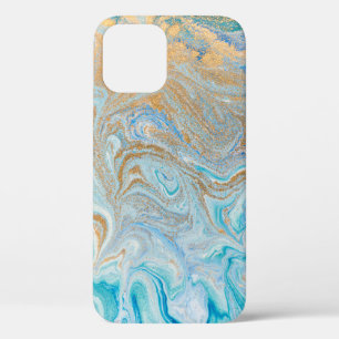 Case-Mate iPhone Case Arrière - plan acrylique en marbre, bleu avec bril