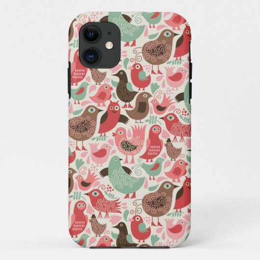 Coques Case-Mate iPhone arrière - plan avec les oiseaux mignons (Dos)