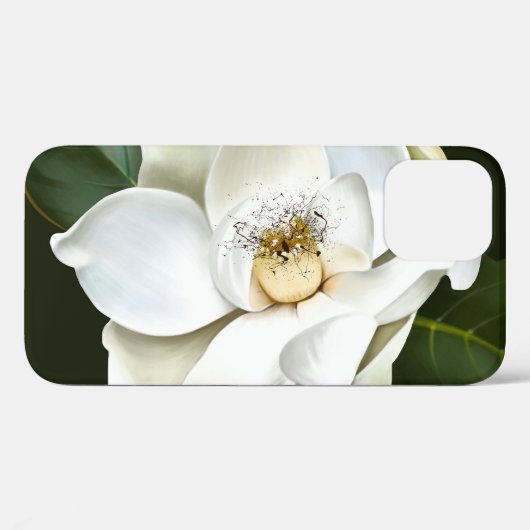 Coques Case-Mate iPhone Arrière - plan blanc Magnolia Closeup Vert (Verso (horizontal))