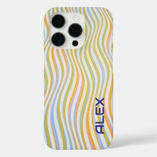 Coques iPhone 16 Pro Arrière - plan blanc Motif de vague Pastel