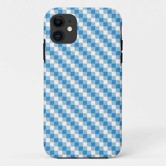 Coques Case-Mate iPhone arrière - plan Bleu-blanc de carrés (Dos)