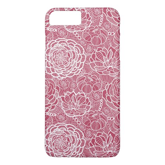 Coques Case-Mate iPhone Arrière - plan bleu de motif de fleurs de dentelle (Dos)