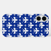 Coques Case-Mate iPhone Arrière - plan bleu Fleur-de-lis Motif Design (Verso (horizontal))
