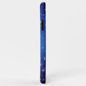 Coques Case-Mate iPhone Arrière - plan Bleu XMAS avec des flocons de neige (Dos/Droite)