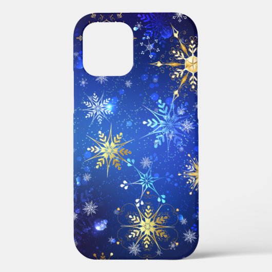 Coques Case-Mate iPhone Arrière - plan Bleu XMAS avec des flocons de neige (Verso)