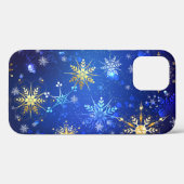 Coques Case-Mate iPhone Arrière - plan Bleu XMAS avec des flocons de neige (Verso (horizontal))