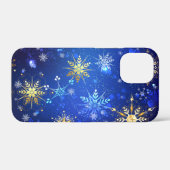 Coques Case-Mate iPhone Arrière - plan Bleu XMAS avec des flocons de neige (Verso (horizontal))