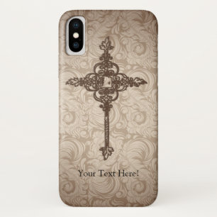 Coques Pour iPhone Arrière - plan chrétien de la croix w/Swirl de