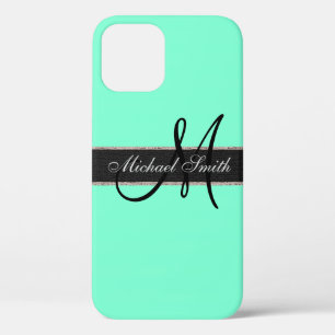 Case-Mate iPhone Case Arrière - plan couleur monogramme Aquamarine