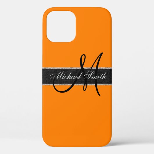 Coques Case-Mate iPhone Arrière - plan couleur monogramme orange (SAE-ECE) (Verso)