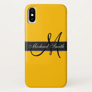 Coque iPhone X Arrière - plan couleur orange monogramme