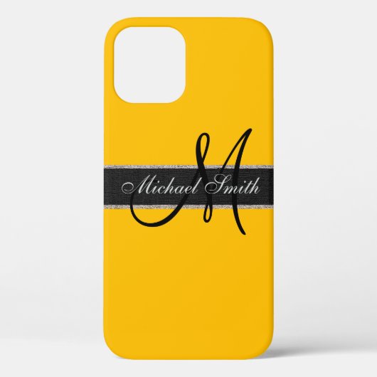 Coques Case-Mate iPhone Arrière - plan couleur orange monogramme (Verso)